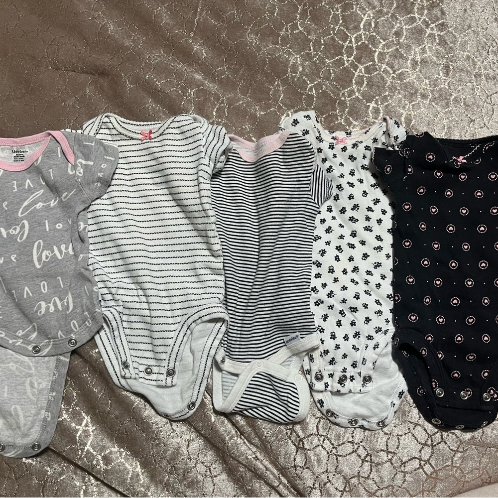 Gerber Baby Bodysuits - Gray, White, Black